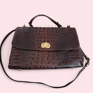 Brahmin Elegant Brown Crocodile Pattern Handbag